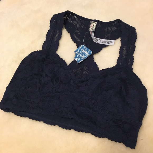 Free people bralette lace bra navy, new small - Picture 3 of 6